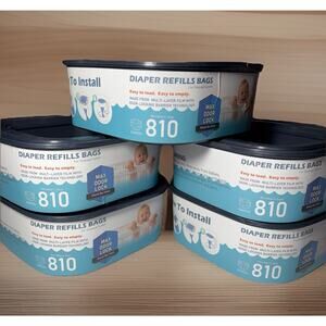Lot of 5 Diaper Genie Jumbo Square Refills - 810 Newborn Capacity Each - New
